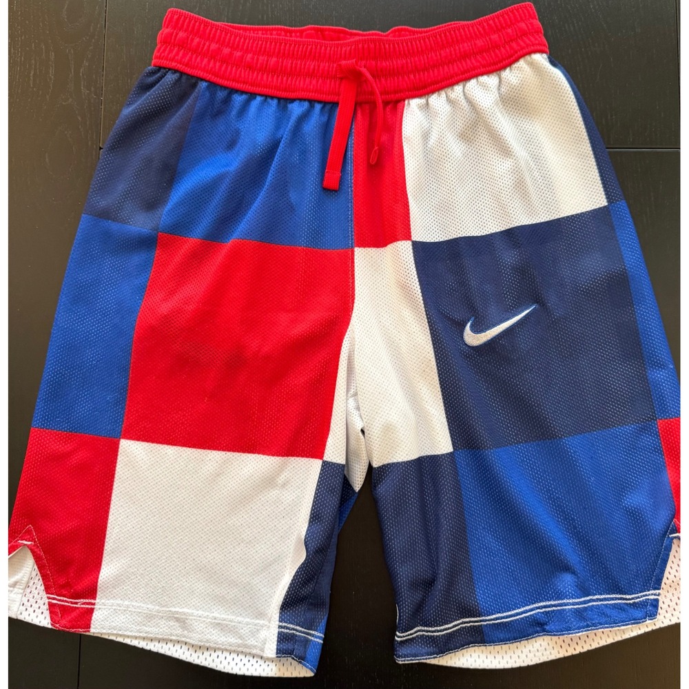 Nike Boys Basketball Shorts Size L Red/White/Blue‎ Lined Youth Casual Athletic